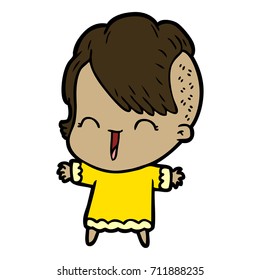 cartoon happy hipster girl
