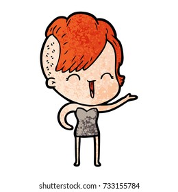 cartoon happy hipster girl