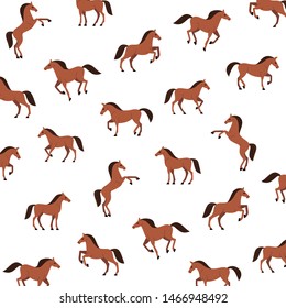 Cartoon happy horse - simple trendy pattern with horse. Flat vector illustration for prints, clothing, packaging and postcards. 