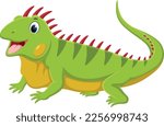 Cartoon happy iguana isolated on white background