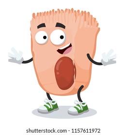 cartoon happy intestinal cell mascot smiling on white background