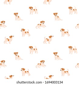 Cartoon happy jack russell terrier - simple trendy pattern with dogs. Flat vector illustration for prints, clothing, packaging and postcards. 
