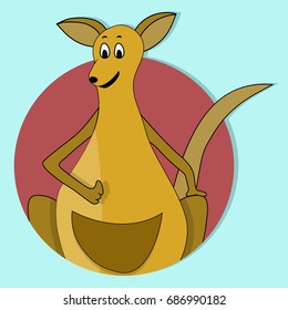 Cartoon happy kangaroo icon flat color. Australia icon with kangaroo vector illustration