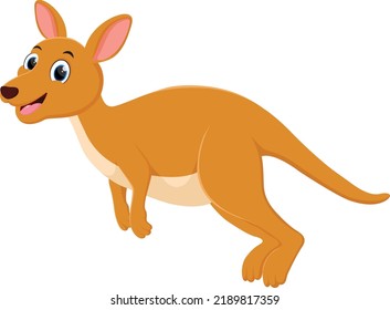 Cartoon happy kangaroo jumping isolated on white