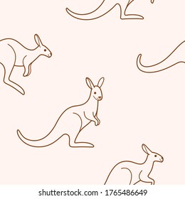 Cartoon happy kangaroo - seamless trendy pattern with animal in various poses.