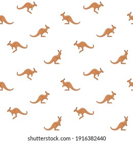 Cartoon happy kangaroo - seamless trendy pattern with animal in various poses.