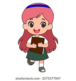 Cartoon Happy Kid Girl Vector Illustration