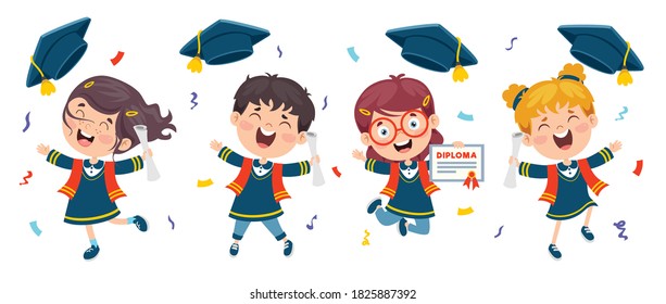 Caricatura Niño Feliz En El Régimen De Graduación