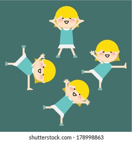 cartoon happy kids playing
