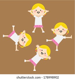 cartoon happy kids playing