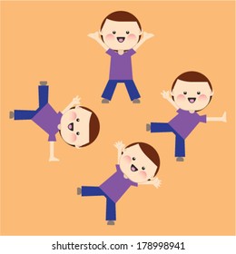 cartoon happy kids playing