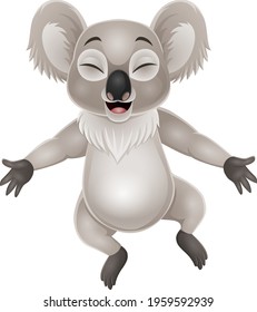 Cartoon happy koala on white background