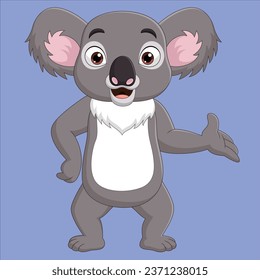 Cartoon happy koala presenting vector design illustration