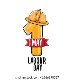 Cartoon Happy labour day vector label isolated on white. vector happy labor day background or banner with engineer helmet, hummer and wrench. workers may day poster