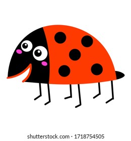 Caricatura feliz Ladybug en estilo plano aislado en fondo blanco. Ilustración vectorial.  