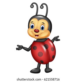 Cartoon happy ladybug posing