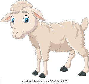 Cartoon Happy Lamb Isolated On White Background