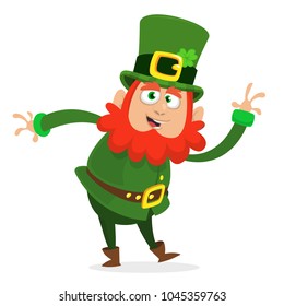 Cartoon happy leprechaun dancing