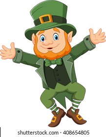 Cartoon happy leprechaun dancing