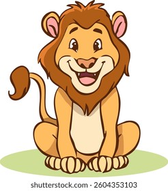 Cartoon happy lion isolated on white background