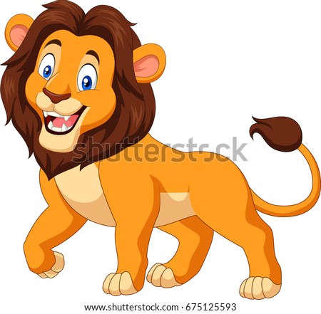 Cartoon happy lion isolated on white background