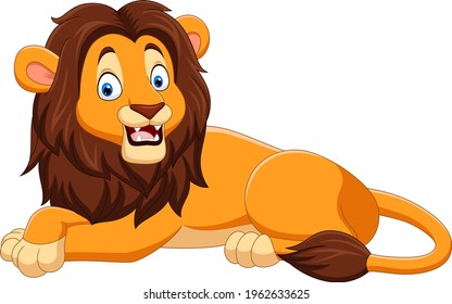 Cartoon happy lion on white background