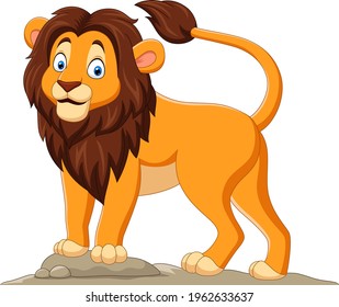 Cartoon happy lion on white background