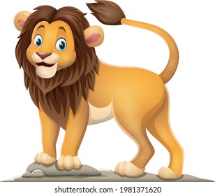 Cartoon happy lion on white background