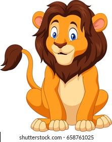 Cartoon happy lion sitting