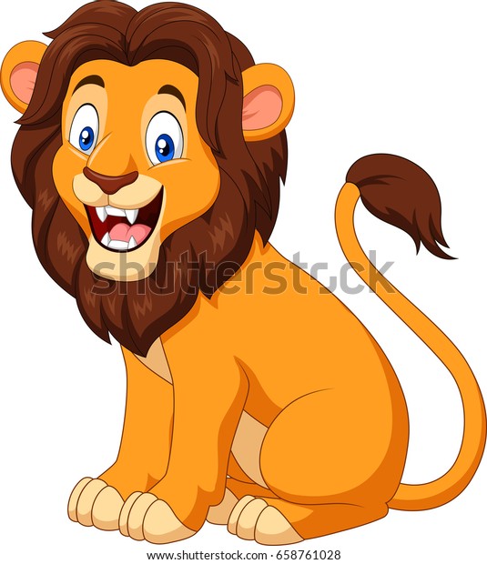 Cartoon Happy Lion Sitting Stock Vector (Royalty Free) 658761028 ...