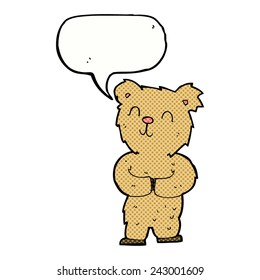 cartoon happy little bear with speech bubble