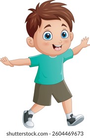 Cartoon happy little boy posing