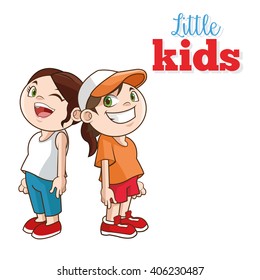 Cartoon of happy little Kids, vector illustration