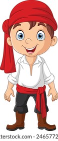 Cartoon happy little pirate boy