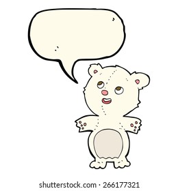 cartoon happy little polar bear with speech bubble
