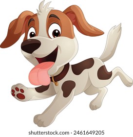 Cartoon happy little puppy running 