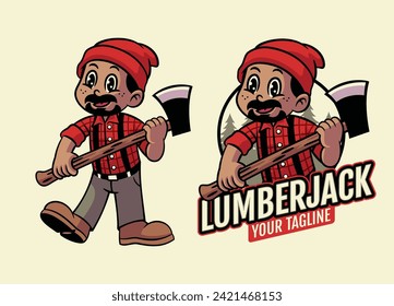 Cartoon of Happy Lumberjack Worker Mascot
