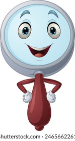 Cartoon happy magnifying glass posing 