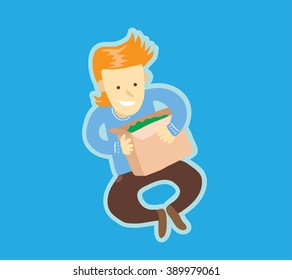 cartoon happy man 