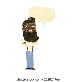 cartoon happy man with beard with speech bubble