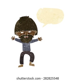 cartoon happy man with beard with speech bubble