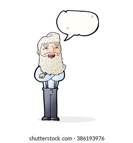 cartoon happy man with beard with speech bubble