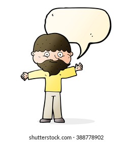 cartoon happy man with beard with speech bubble