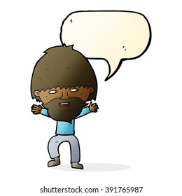 cartoon happy man with beard with speech bubble