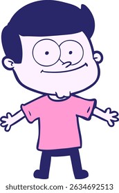 cartoon happy man in bright neon colors