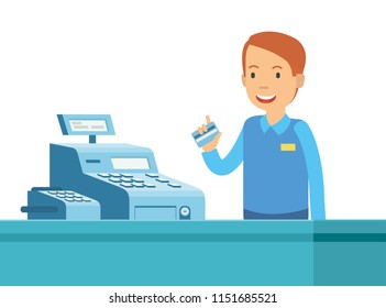 man and cashier