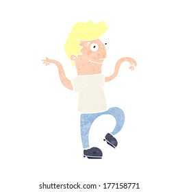 hombre feliz de dibujos animados haciendo danza divertida