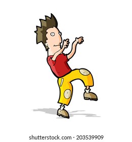 hombre feliz de dibujos animados haciendo danza divertida