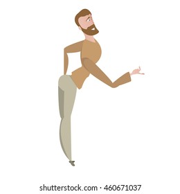 cartoon happy man in elegant pose and invitation gesture vector illustration