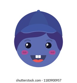 cartoon happy man head kawaii character